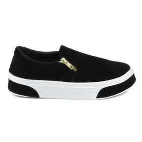 Sapato Feminino Slip On em Camurça Com Solado Antiderrapante Tênis Casual Conforto