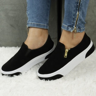 Sapato Feminino Slip On em Camurça Com Solado Antiderrapante Tênis Casual Conforto